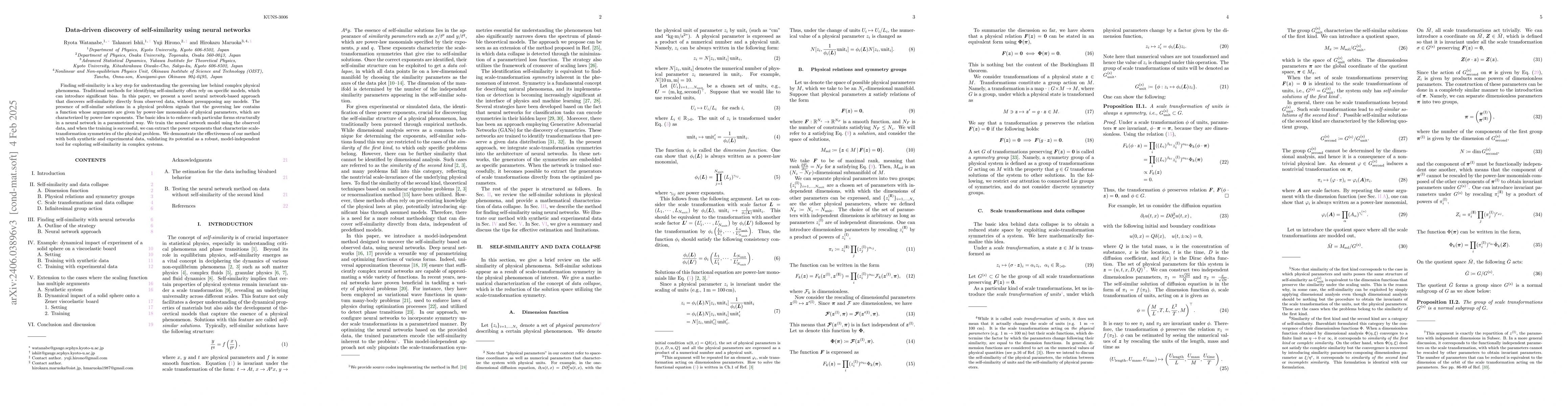 Thumbnail for Data-driven discovery of self-similarity using neural networks