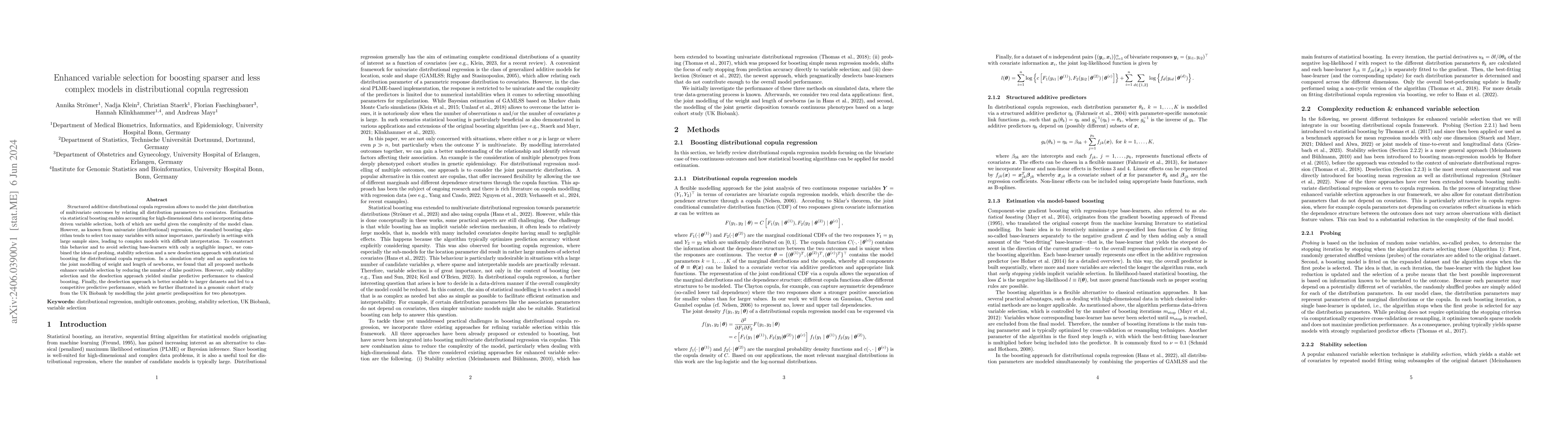 Thumbnail for Enhanced variable selection for boosting sparser and less complex models
  in distributional copula regression
