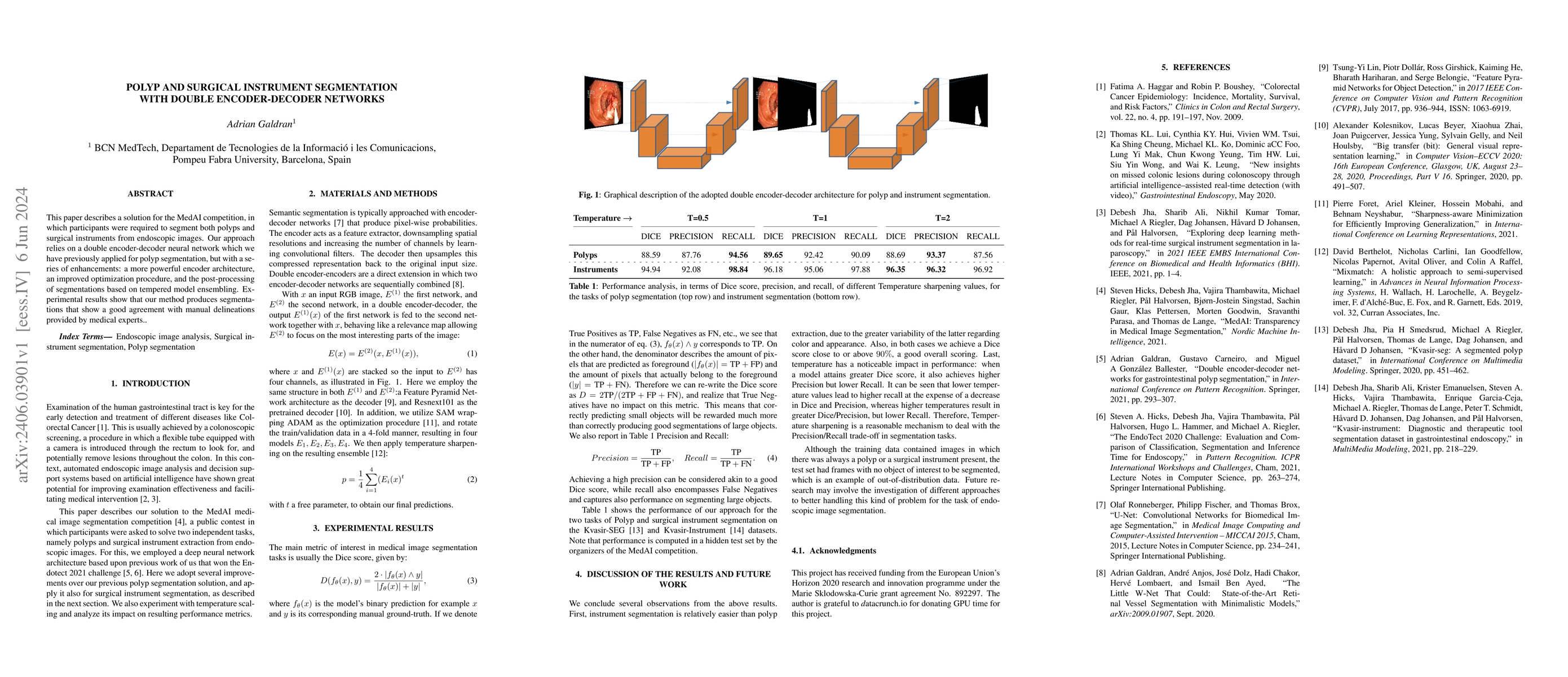Thumbnail for Polyp and Surgical Instrument Segmentation with Double Encoder-Decoder
  Networks