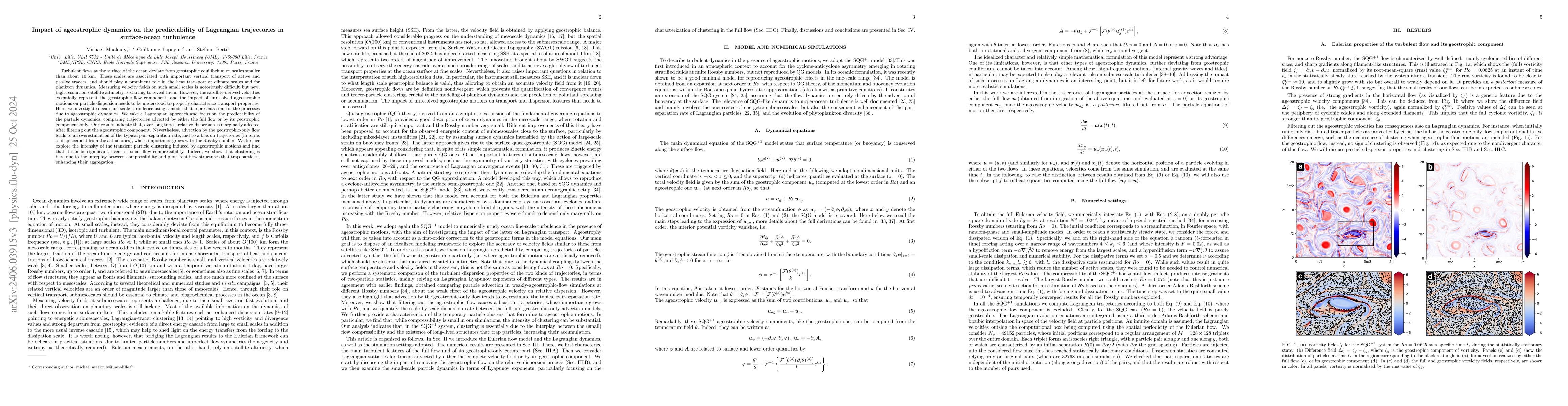 Thumbnail for Impact of ageostrophic dynamics on the predictability of Lagrangian
  trajectories in surface-ocean turbulence