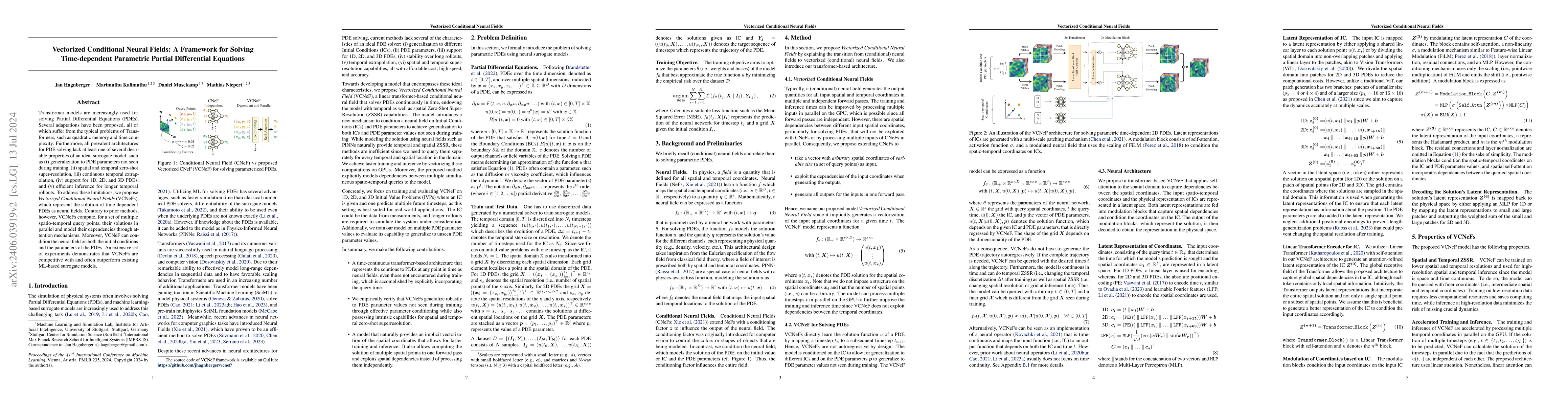 Thumbnail for Vectorized Conditional Neural Fields: A Framework for Solving
  Time-dependent Parametric Partial Differential Equations
