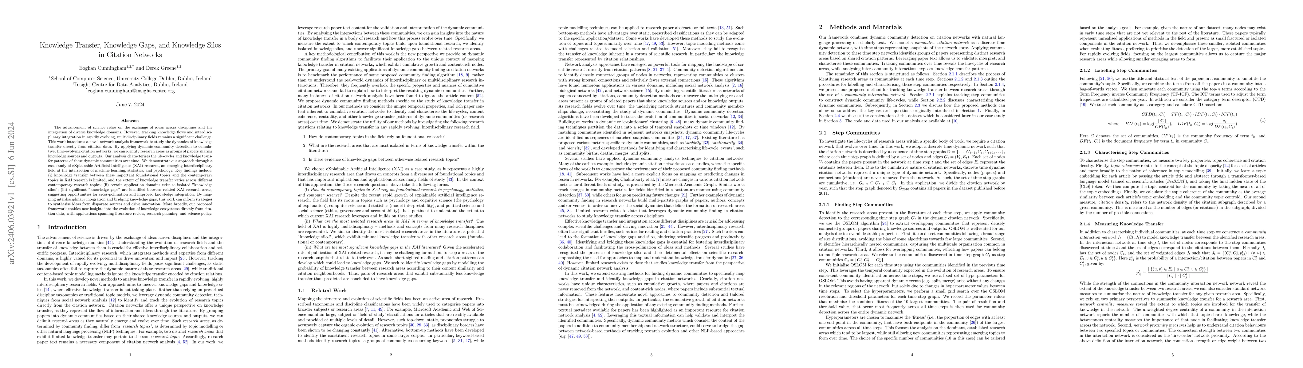 Thumbnail for Knowledge Transfer, Knowledge Gaps, and Knowledge Silos in Citation
  Networks