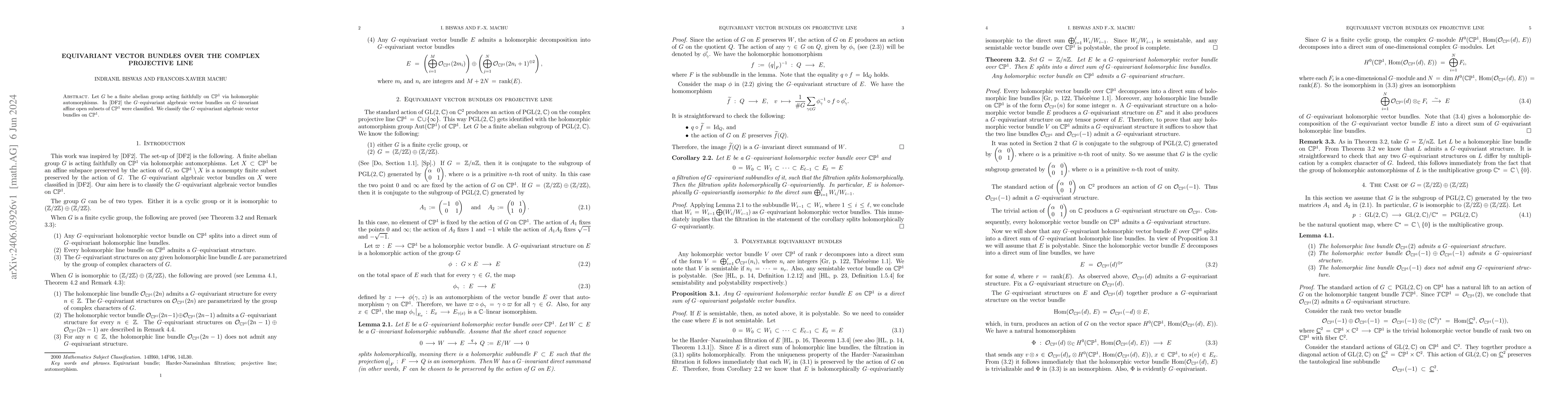 Thumbnail for Equivariant vector bundles over the complex projective line