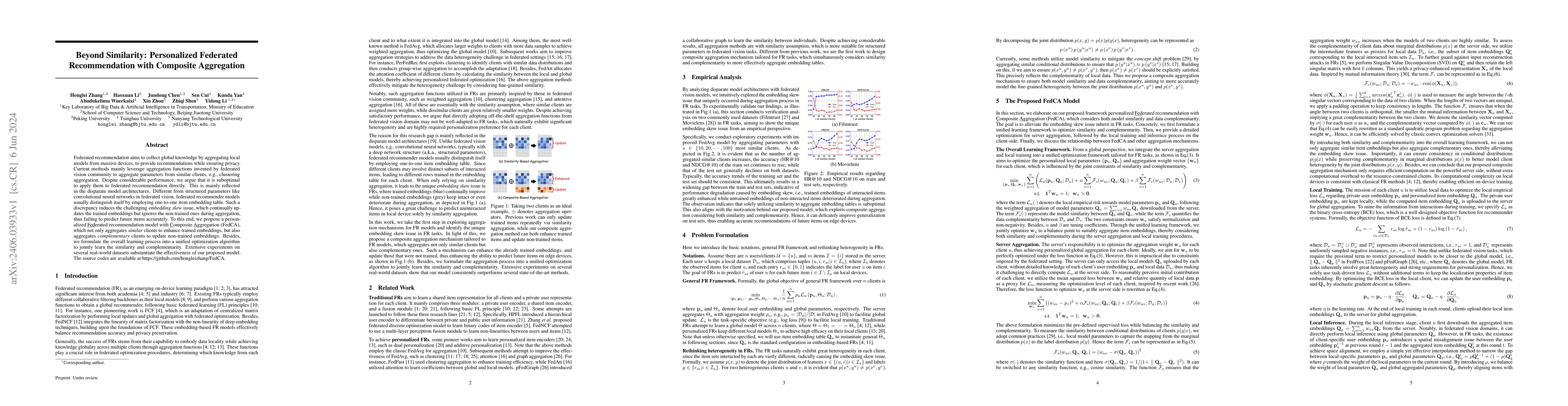 Thumbnail for Beyond Similarity: Personalized Federated Recommendation with Composite
  Aggregation