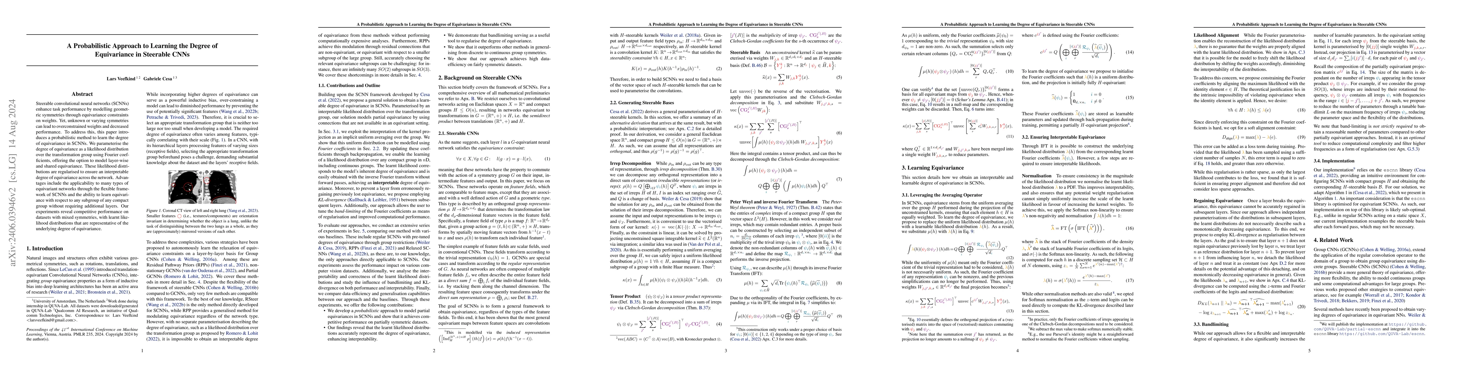Thumbnail for A Probabilistic Approach to Learning the Degree of Equivariance in
  Steerable CNNs