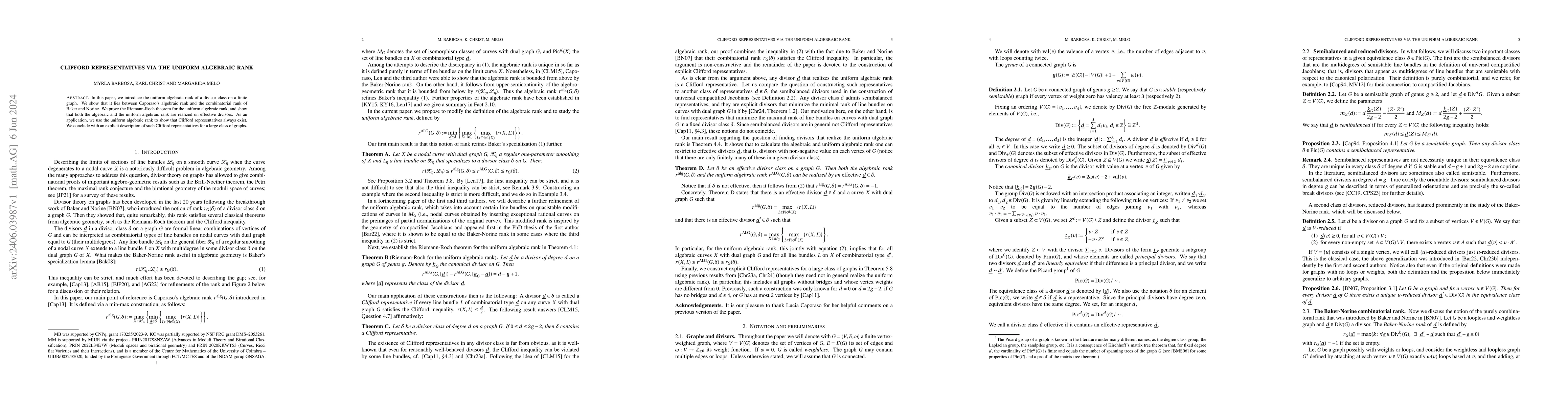 Thumbnail for Clifford representatives via the uniform algebraic rank