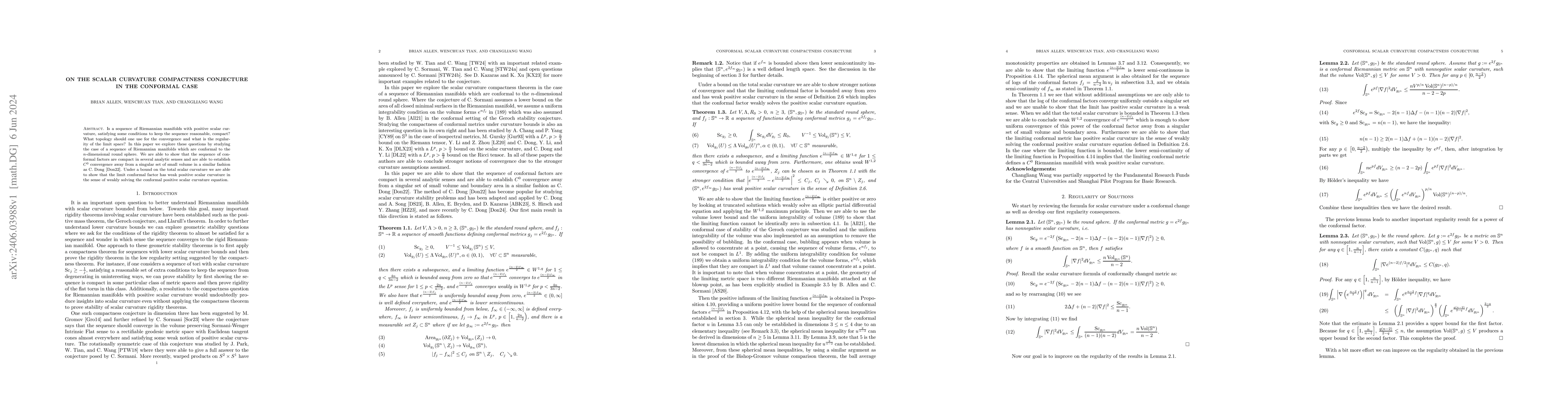Thumbnail for On the Scalar Curvature Compactness Conjecture in the Conformal Case