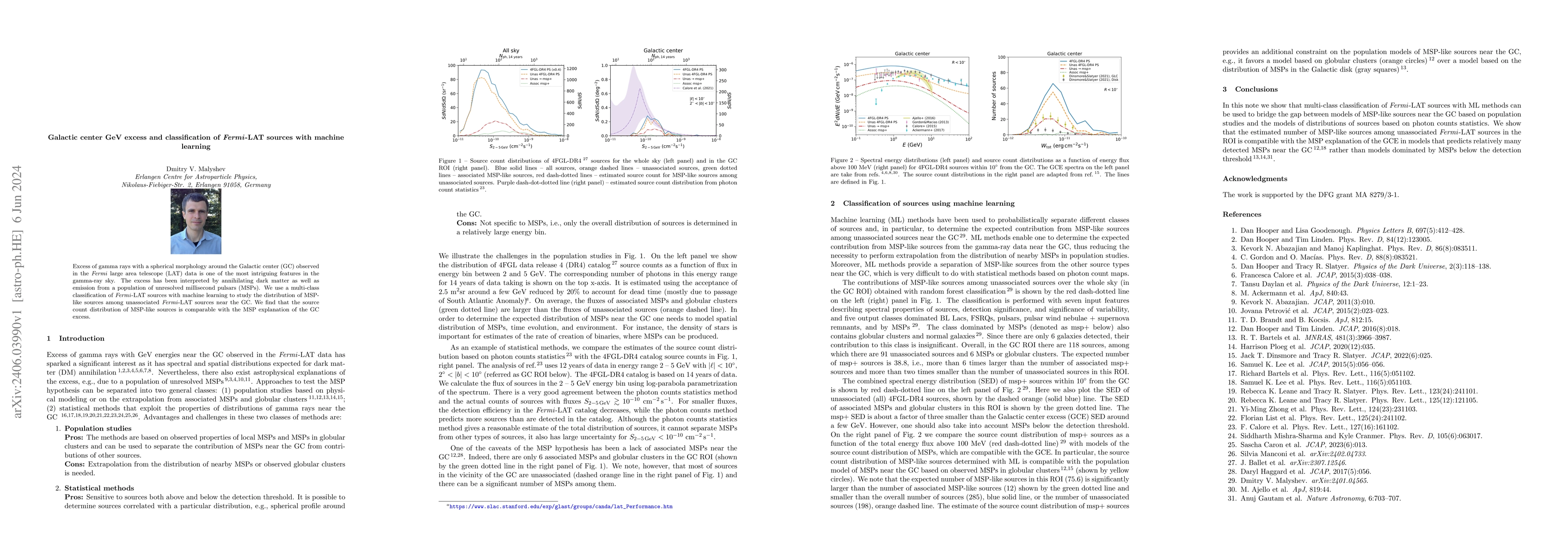 Thumbnail for Galactic center GeV excess and classification of Fermi-LAT sources with
  machine learning