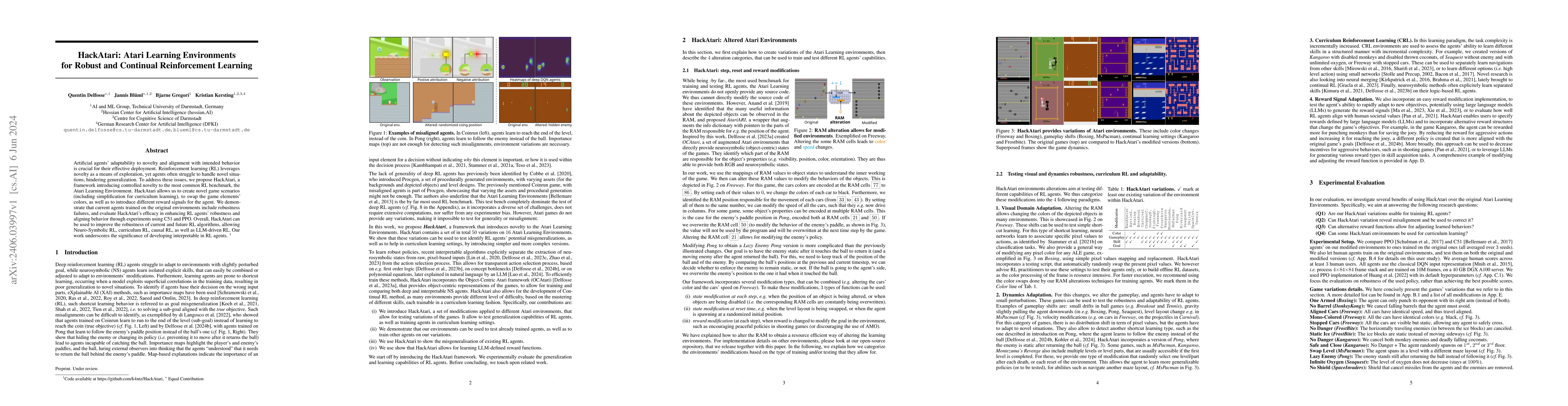 Thumbnail for HackAtari: Atari Learning Environments for Robust and Continual
  Reinforcement Learning