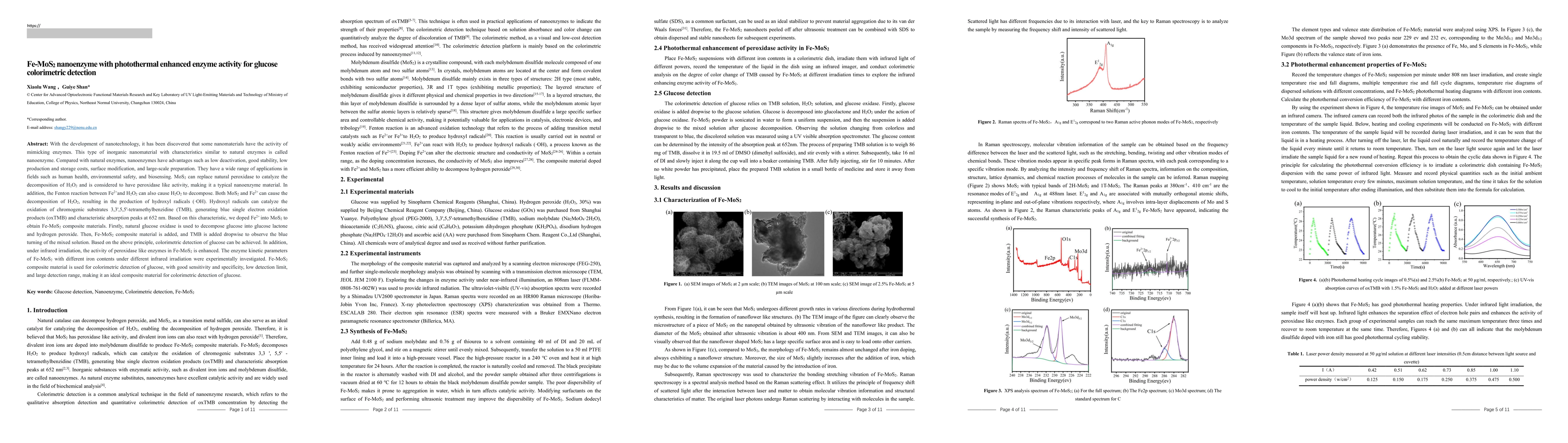 Thumbnail for Fe-MoS$_2$ nanoenzyme with photothermal enhanced enzyme activity for
  glucose colorimetric detection