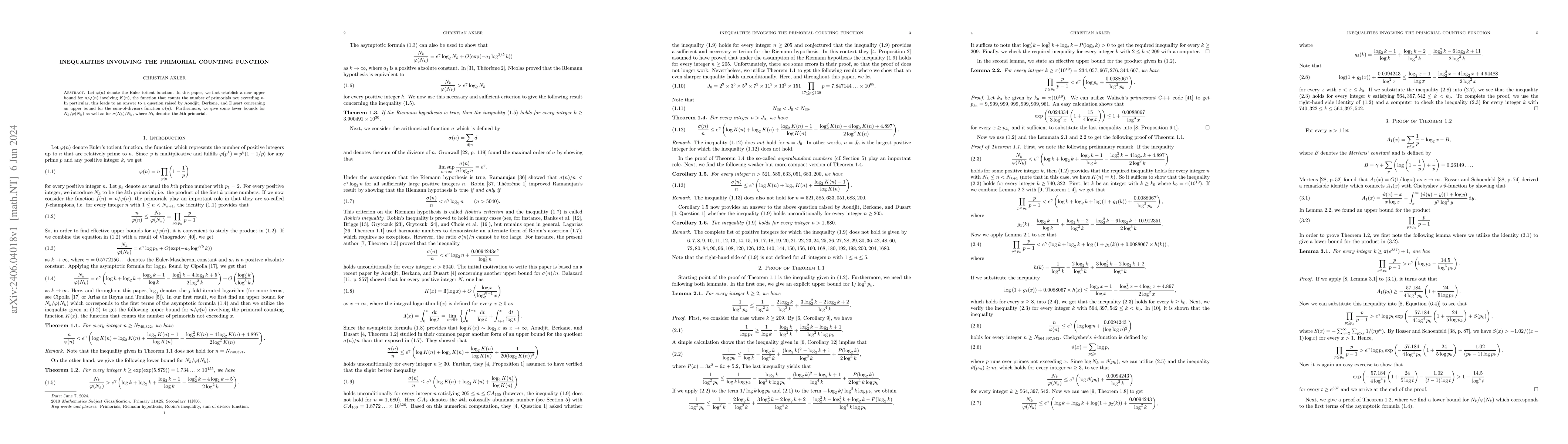 Thumbnail for Inequalities involving the primorial counting function