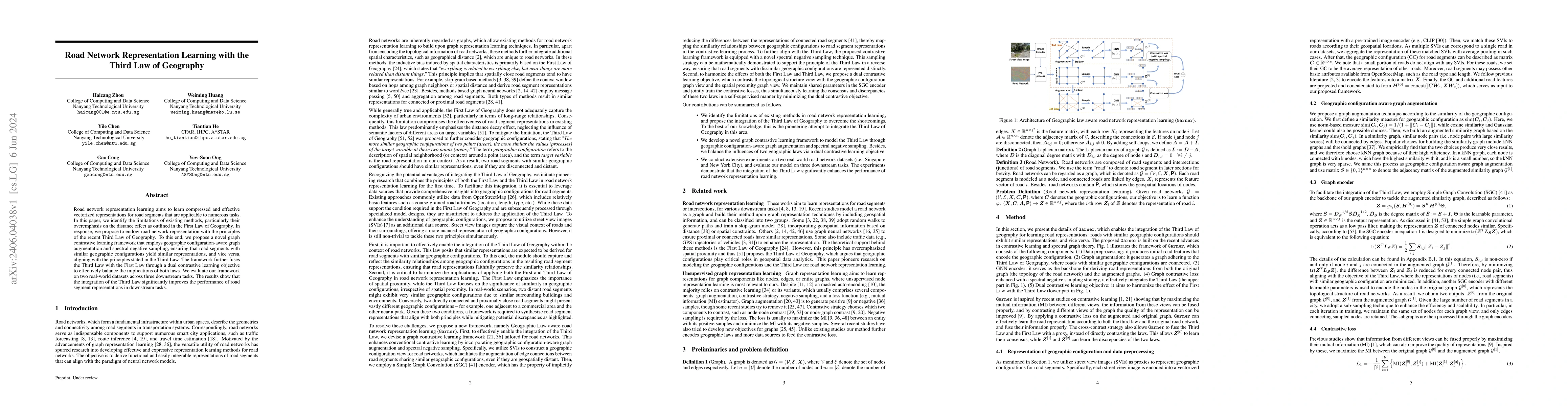 Thumbnail for Road Network Representation Learning with the Third Law of Geography