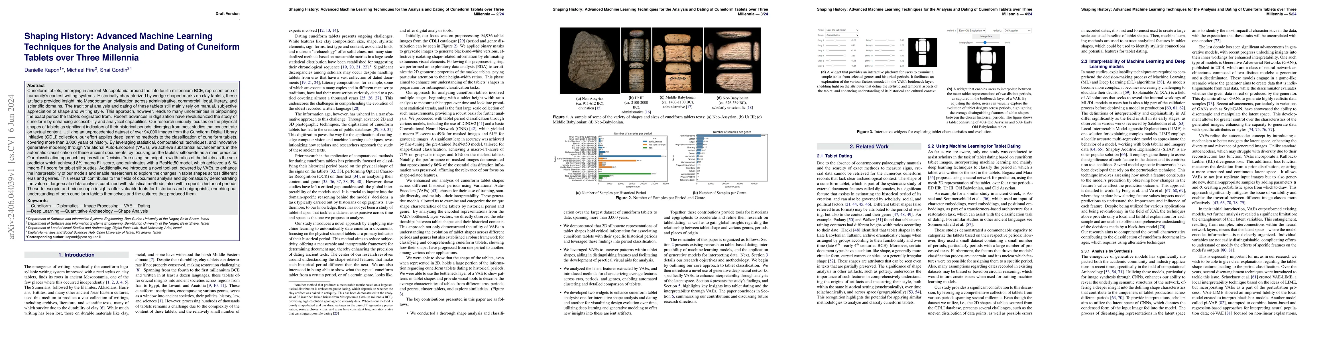 Thumbnail for Shaping History: Advanced Machine Learning Techniques for the Analysis
  and Dating of Cuneiform Tablets over Three Millennia