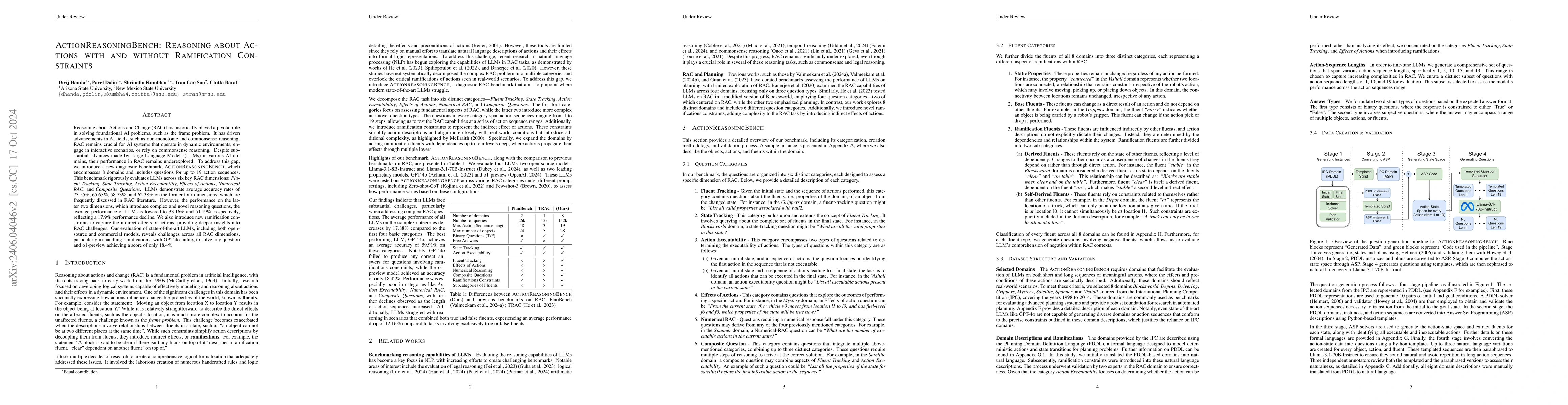 Thumbnail for ActionReasoningBench: Reasoning about Actions with and without
  Ramification Constraints