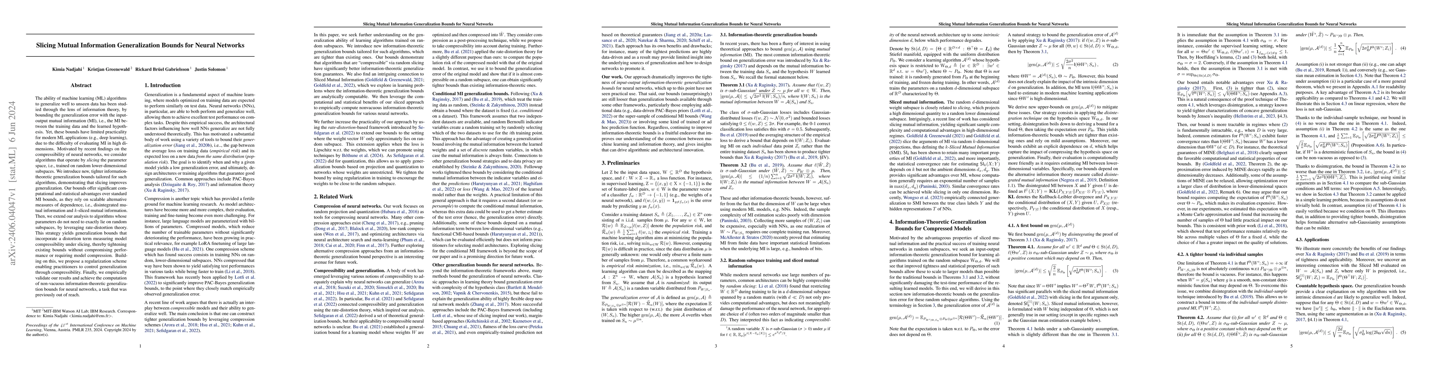 Thumbnail for Slicing Mutual Information Generalization Bounds for Neural Networks
