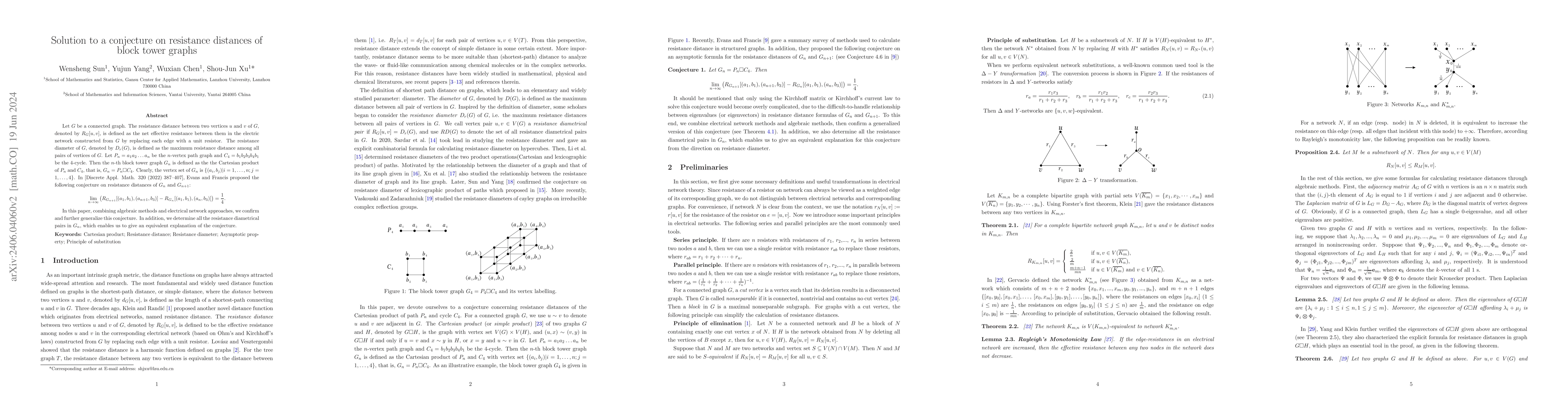 Thumbnail for Solution to a conjecture on resistance distances of block tower graphs