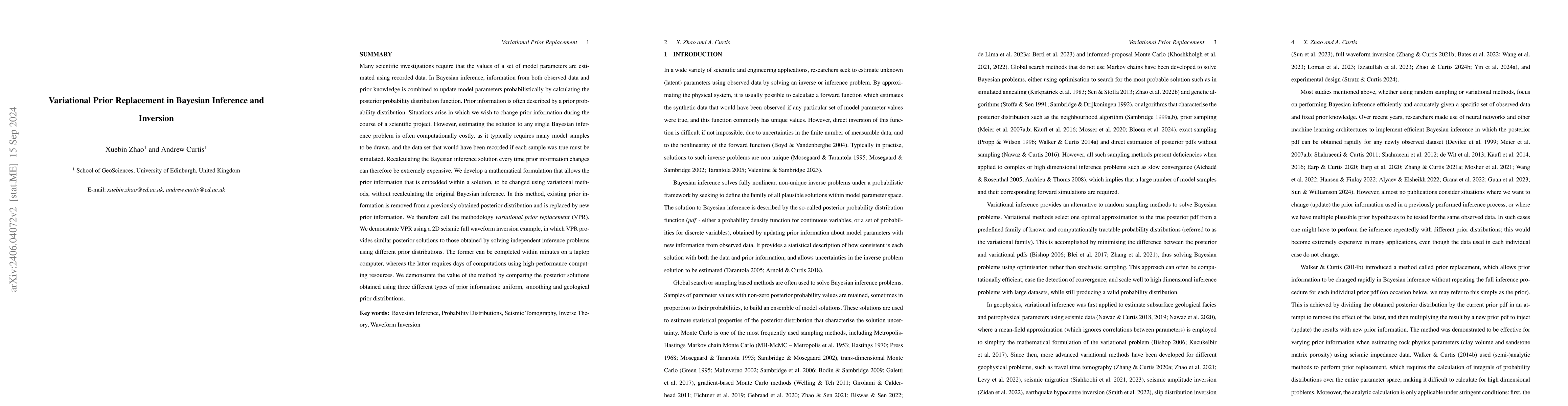 Thumbnail for Variational Prior Replacement in Bayesian Inference and Inversion
