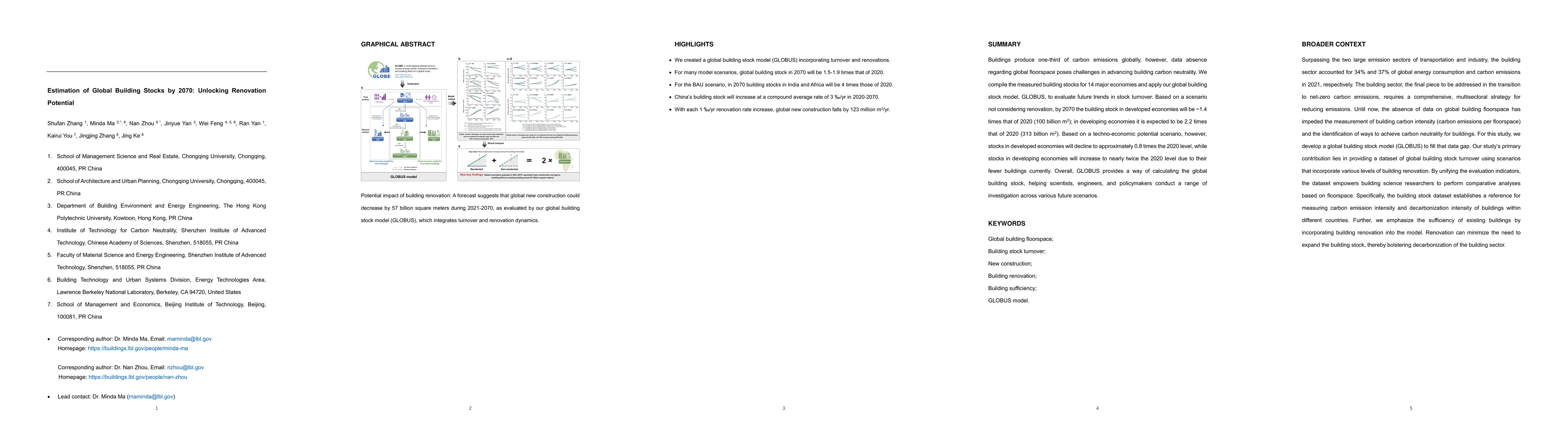 Thumbnail for Estimation of Global Building Stocks by 2070: Unlocking Renovation
  Potential