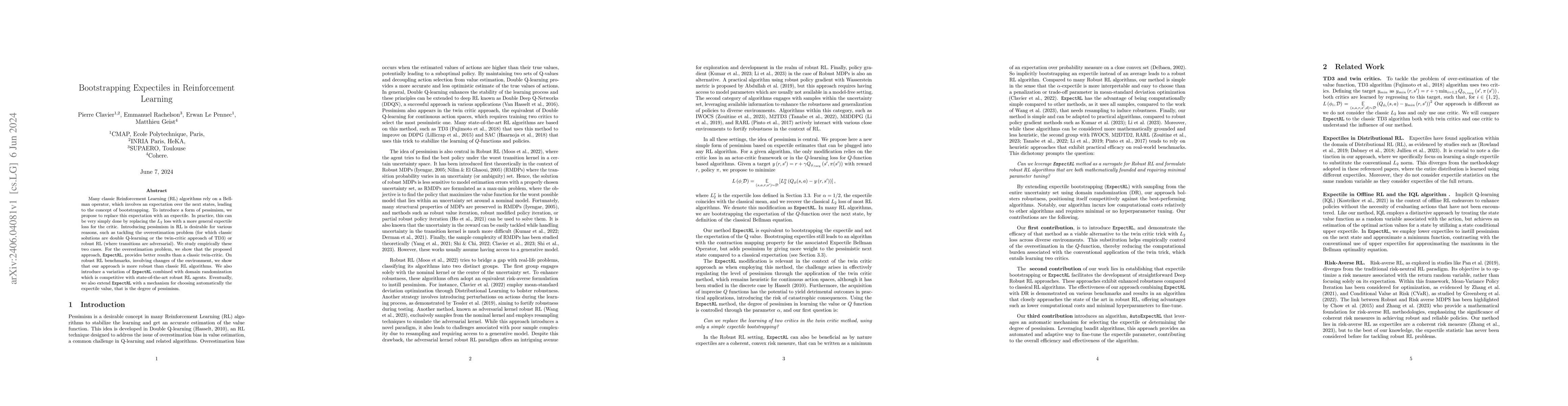 Thumbnail for Bootstrapping Expectiles in Reinforcement Learning