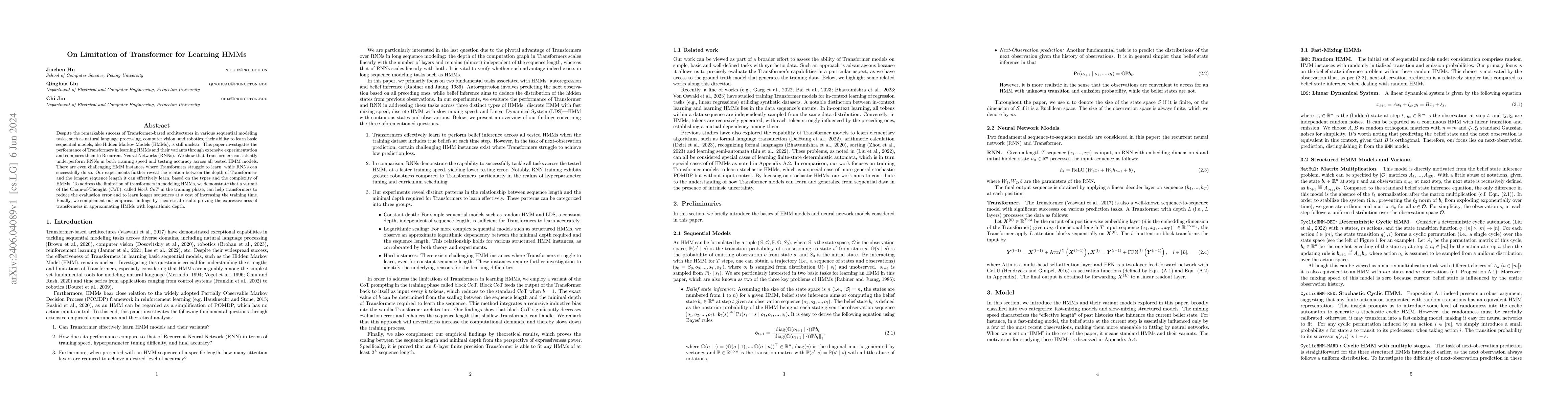 Thumbnail for On Limitation of Transformer for Learning HMMs