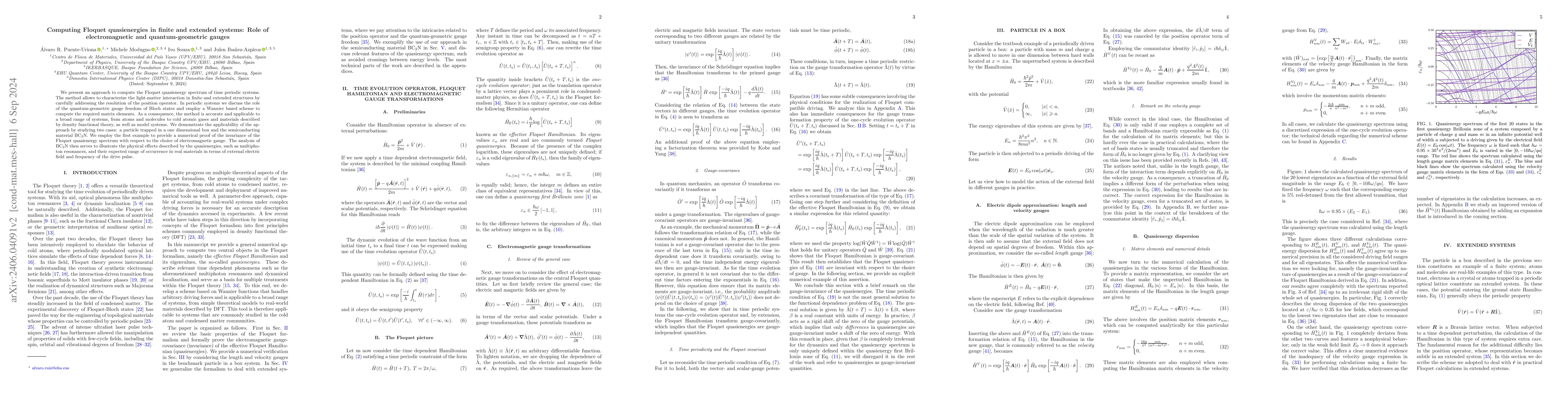 Thumbnail for Computing Floquet quasienergies in finite and extended systems: Role of
  electromagnetic and quantum-geometric gauges