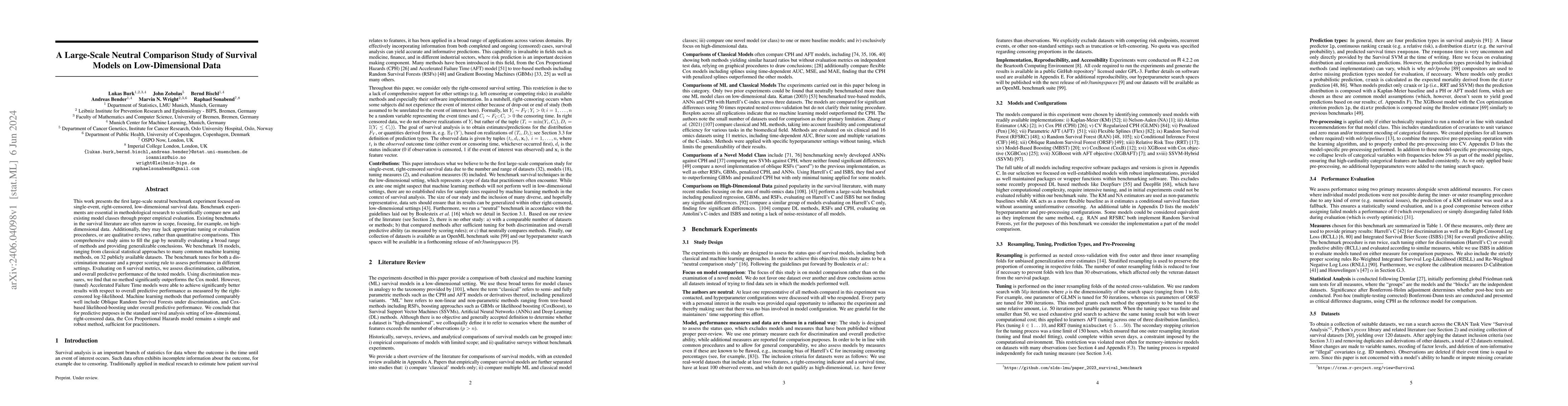 Thumbnail for A Large-Scale Neutral Comparison Study of Survival Models on
  Low-Dimensional Data