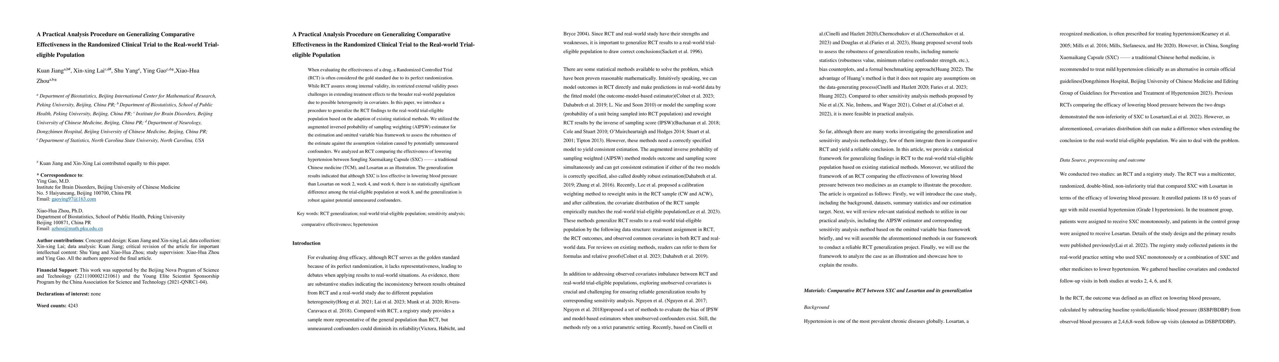 Thumbnail for A Practical Analysis Procedure on Generalizing Comparative Effectiveness
  in the Randomized Clinical Trial to the Real-world Trialeligible Population