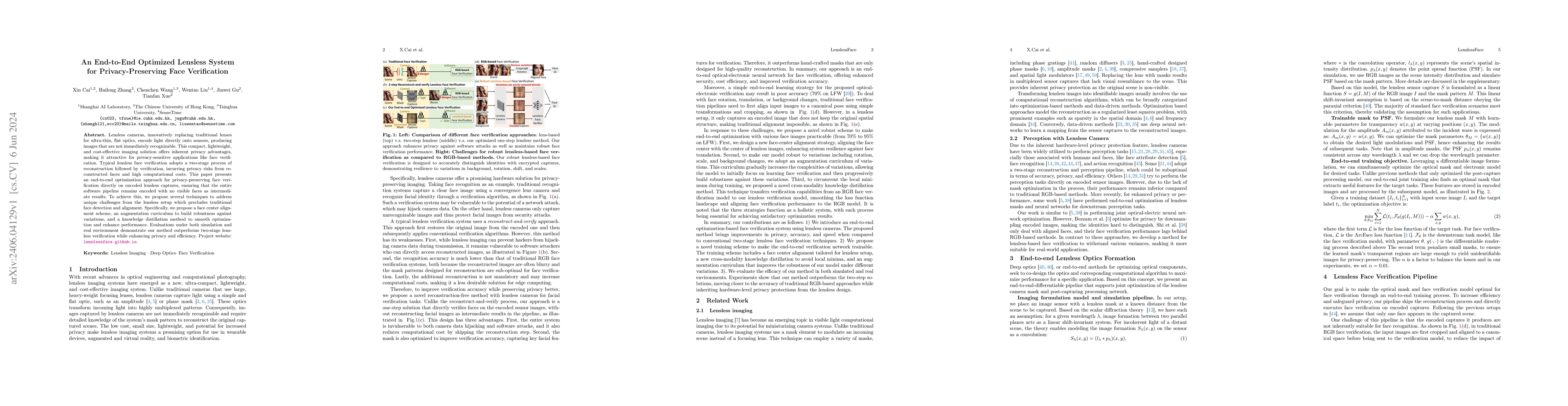 Thumbnail for LenslessFace: An End-to-End Optimized Lensless System for
  Privacy-Preserving Face Verification