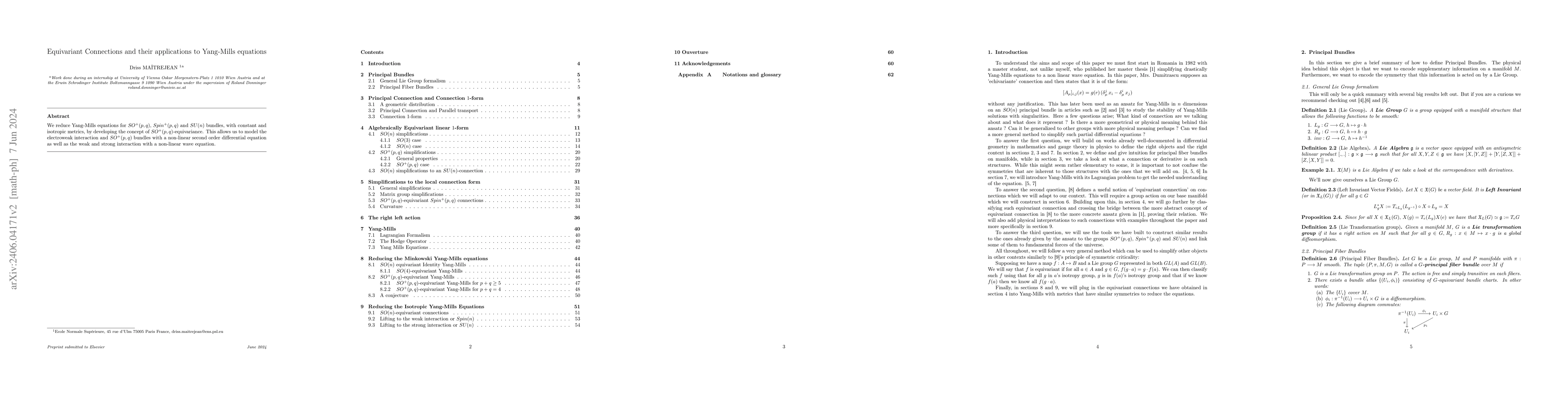 Thumbnail for Equivariant Connections and their applications to Yang-Mills equations