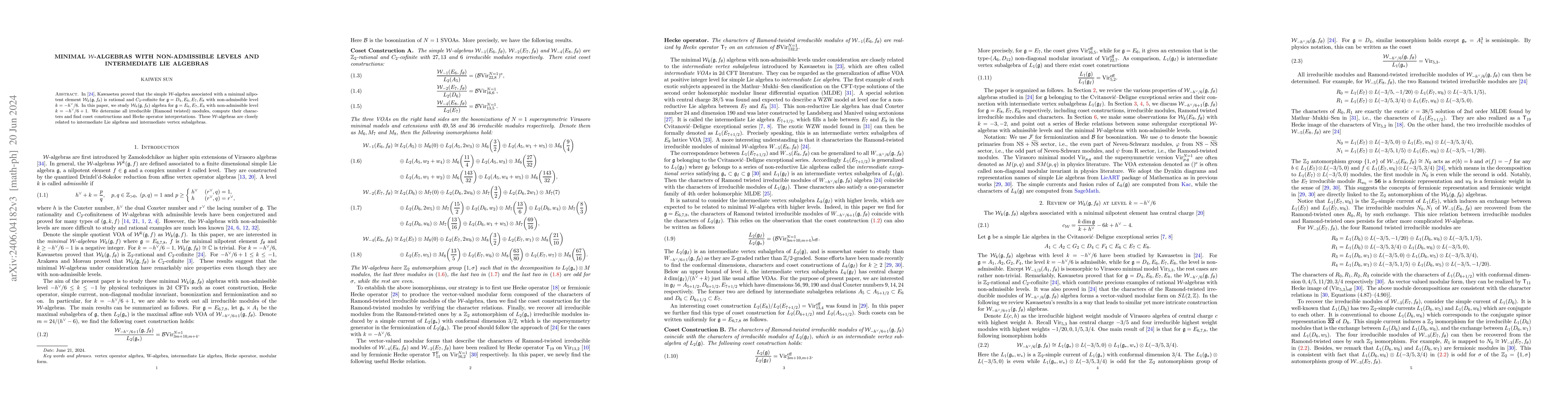 Thumbnail for Minimal W-algebras with non-admissible levels and intermediate Lie
  algebras