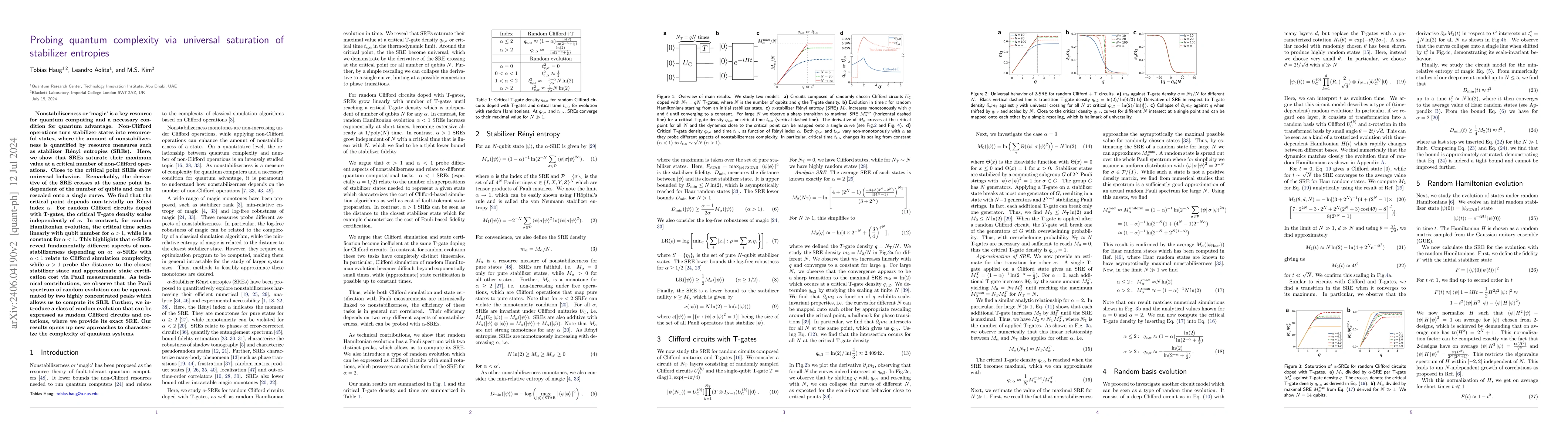 Thumbnail for Probing quantum complexity via universal saturation of stabilizer
  entropies