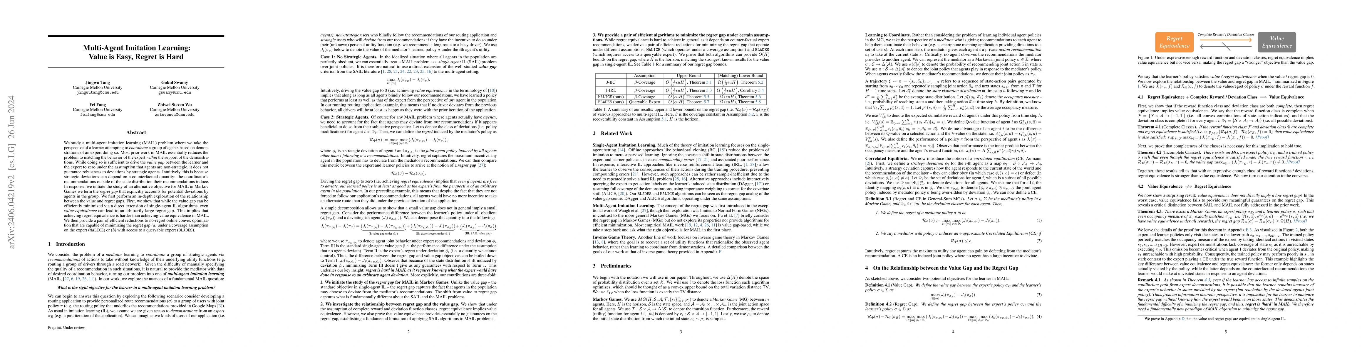 Thumbnail for Multi-Agent Imitation Learning: Value is Easy, Regret is Hard