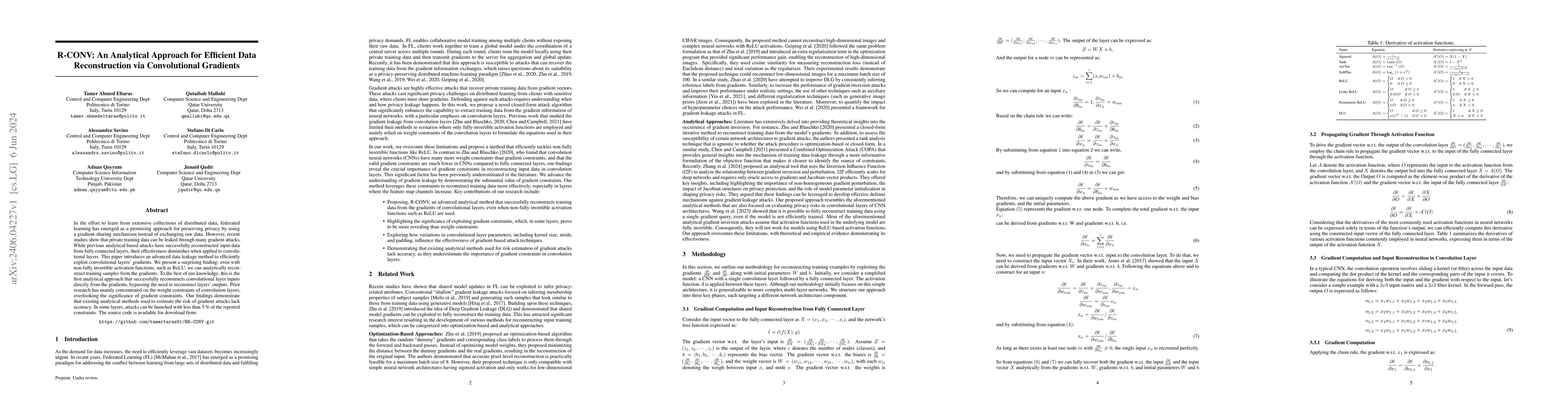 Thumbnail for R-CONV: An Analytical Approach for Efficient Data Reconstruction via
  Convolutional Gradients