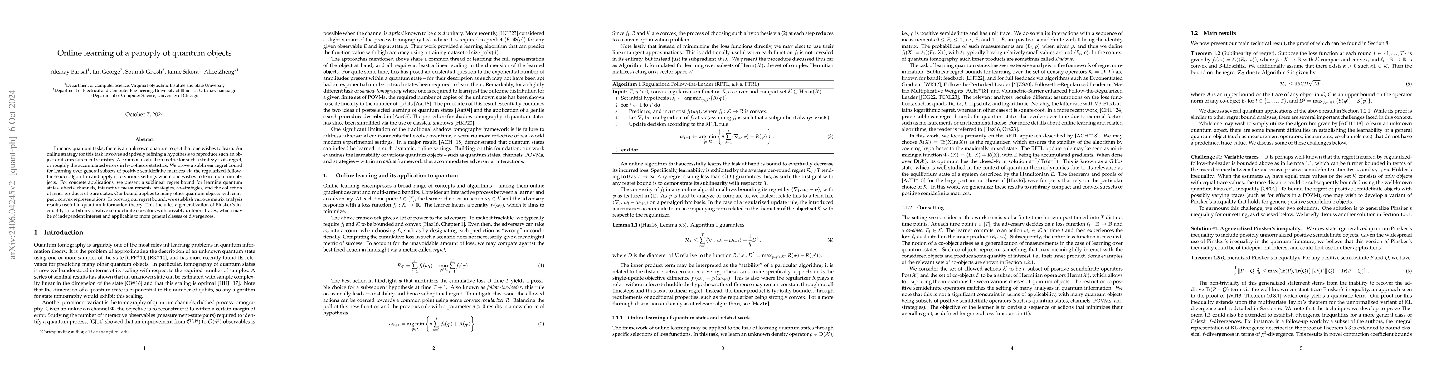 Thumbnail for Online learning of a panoply of quantum objects