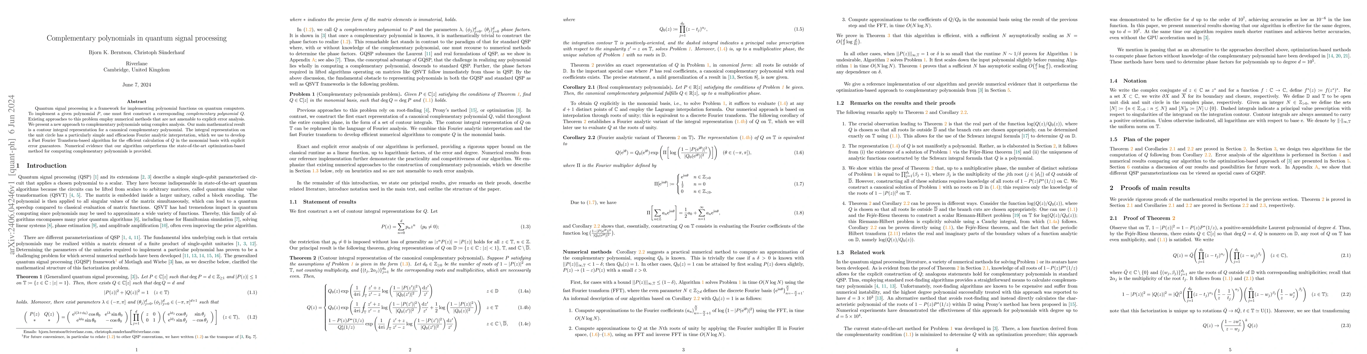 Thumbnail for Complementary polynomials in quantum signal processing