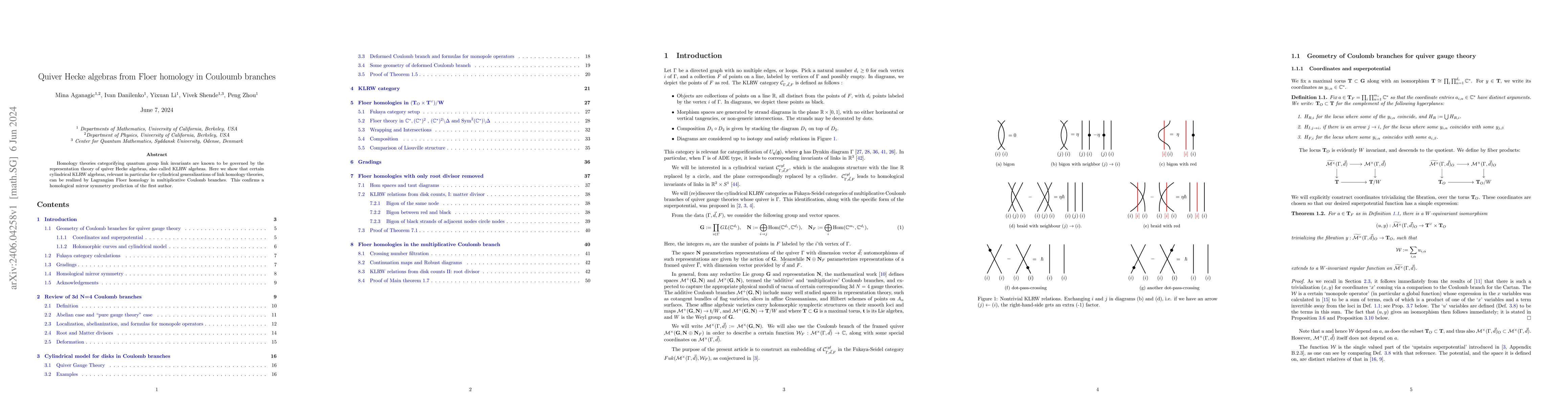 Thumbnail for Quiver Hecke algebras from Floer homology in Couloumb branches