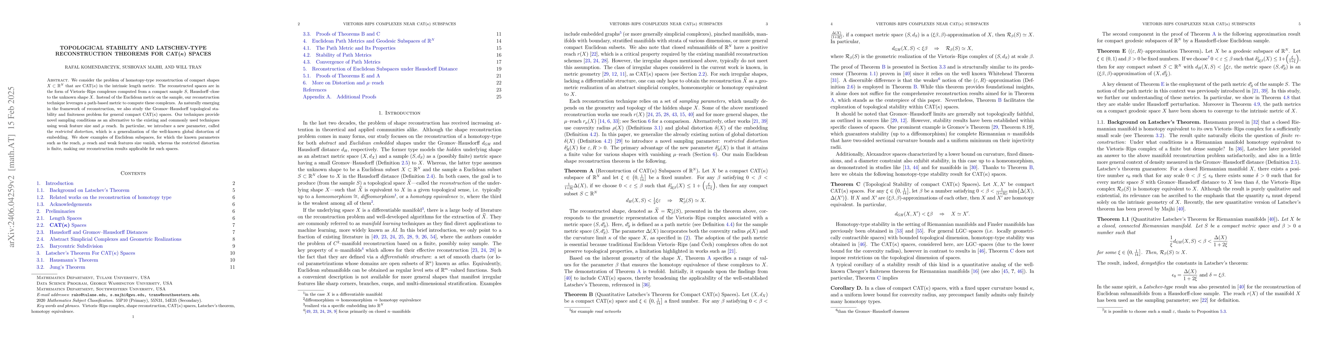 Thumbnail for Topological Stability and Latschev-type Reconstruction Theorems for
  $\boldsymbol{\mathrm{CAT}(\kappa)}$ Spaces