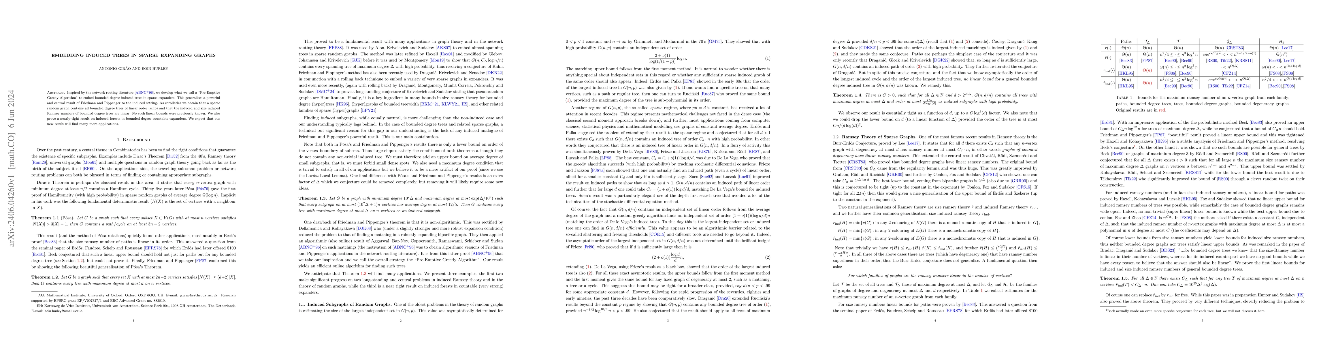 Thumbnail for Embedding induced trees in sparse expanding graphs