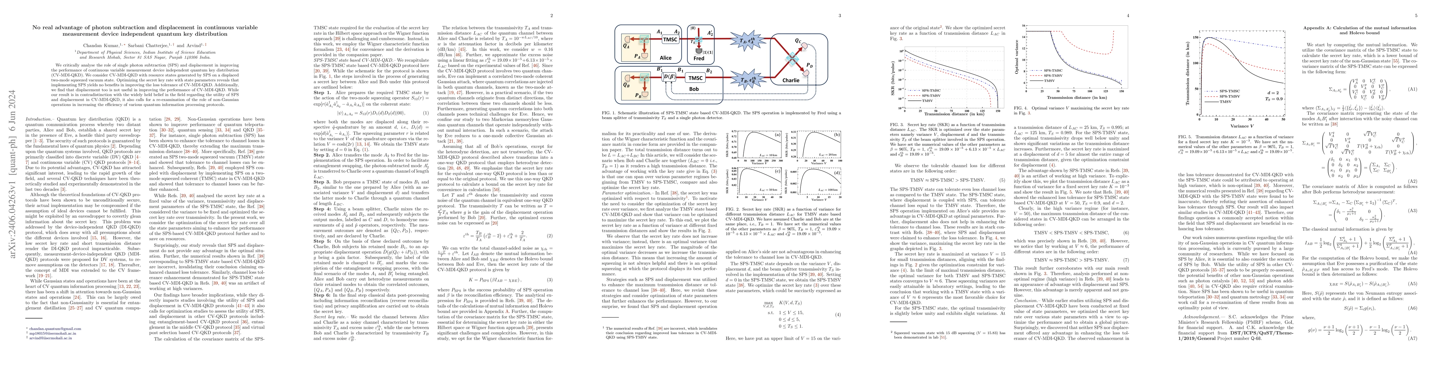 Thumbnail for No real advantage of photon subtraction and displacement in continuous
  variable measurement device independent quantum key distribution
