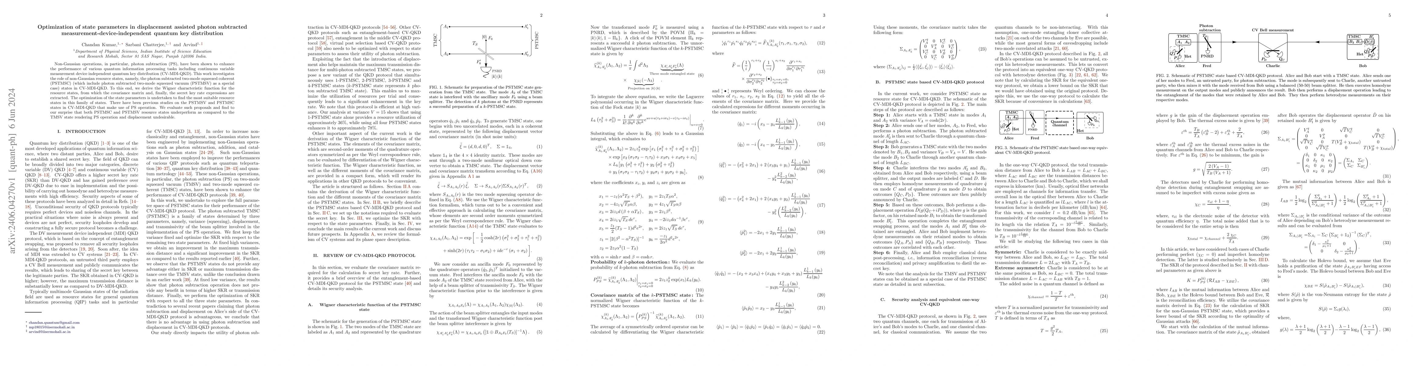 Thumbnail for Optimization of state parameters in displacement assisted photon
  subtracted measurement-device-independent quantum key distribution