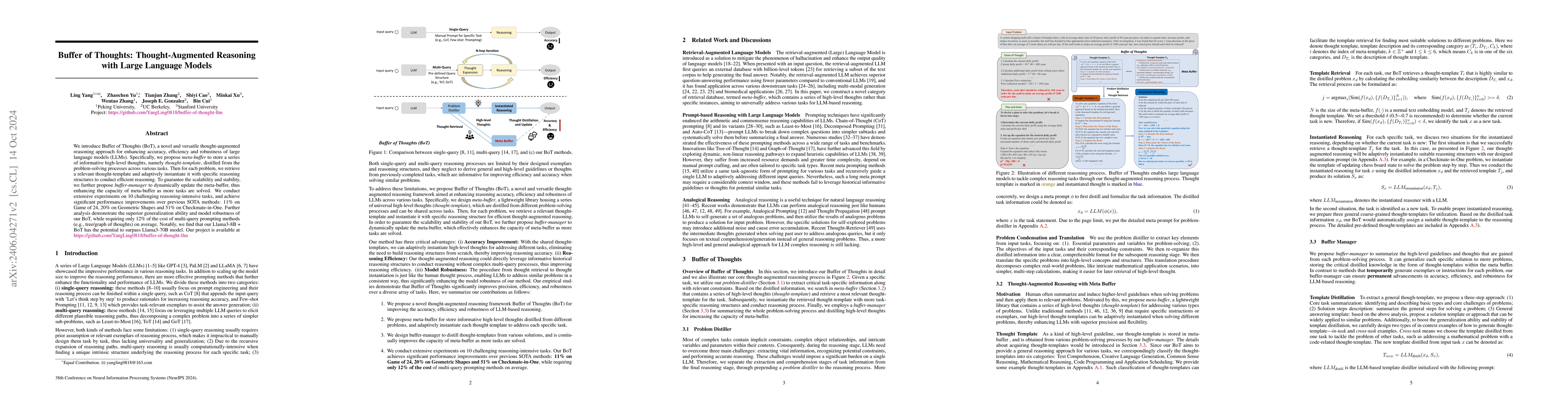 Thumbnail for Buffer of Thoughts: Thought-Augmented Reasoning with Large Language
  Models