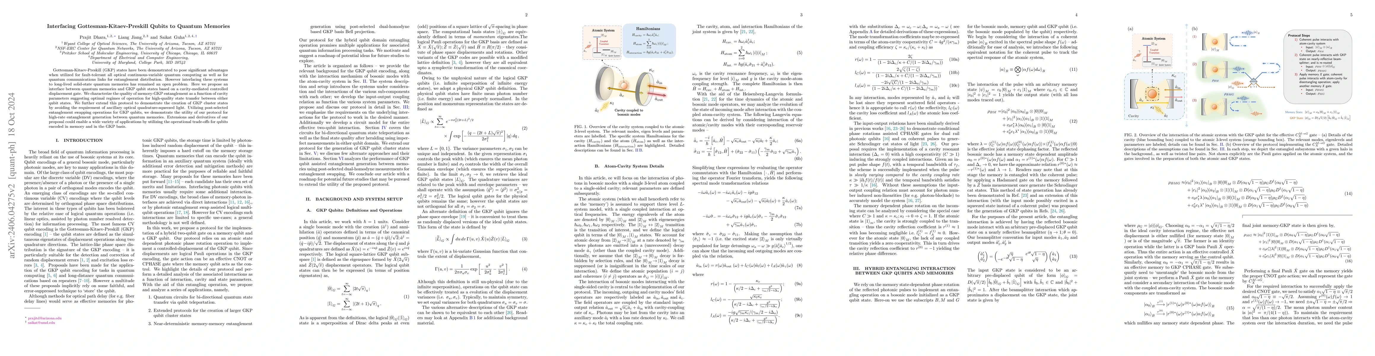 Thumbnail for Interfacing Gottesman-Kitaev-Preskill Qubits to Quantum Memories