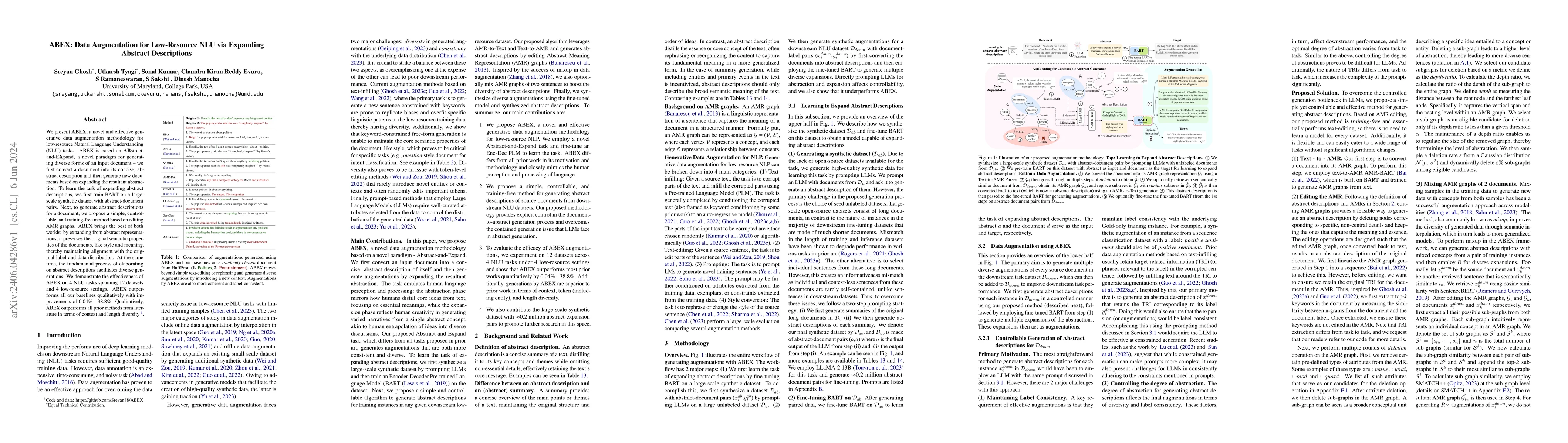 Thumbnail for ABEX: Data Augmentation for Low-Resource NLU via Expanding Abstract
  Descriptions