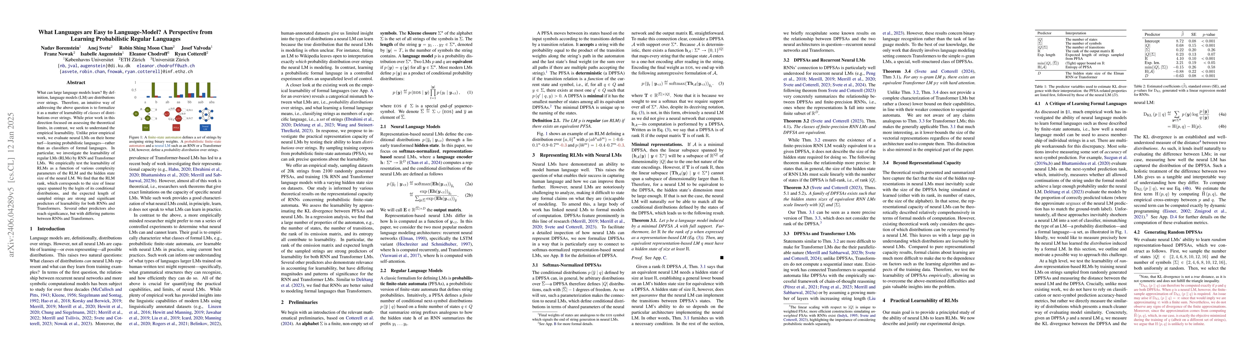Thumbnail for What Languages are Easy to Language-Model? A Perspective from Learning
  Probabilistic Regular Languages