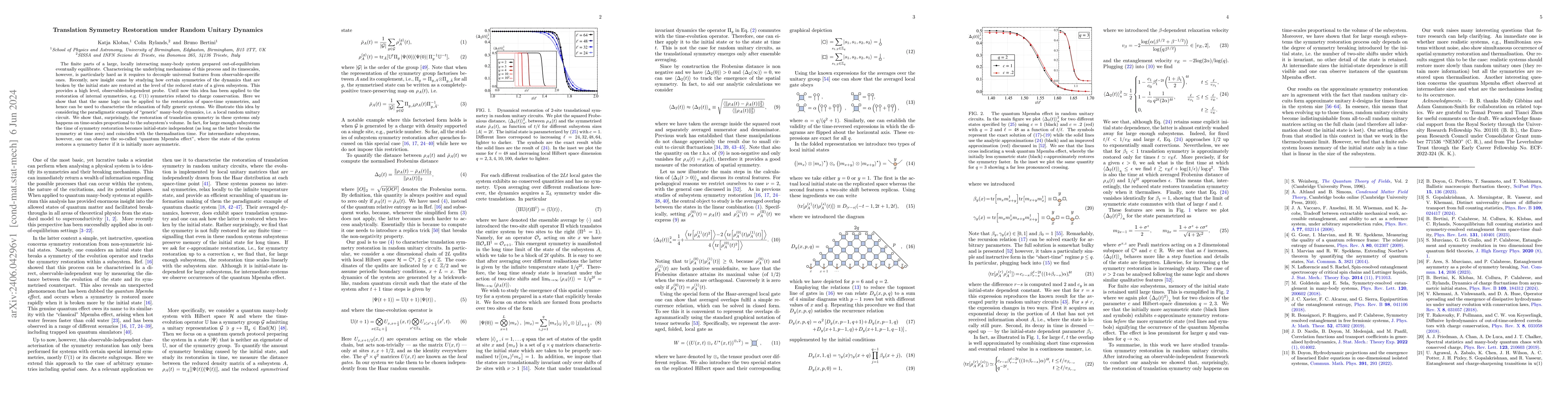 Thumbnail for Translation symmetry restoration under random unitary dynamics