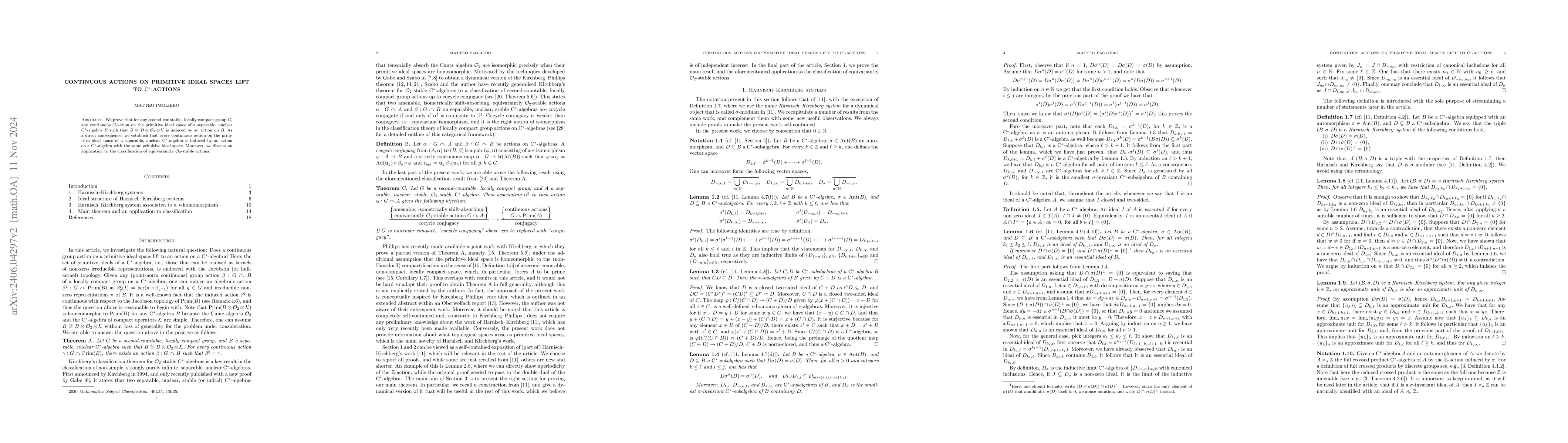 Thumbnail for Continuous actions on primitive ideal spaces lift to C*-actions