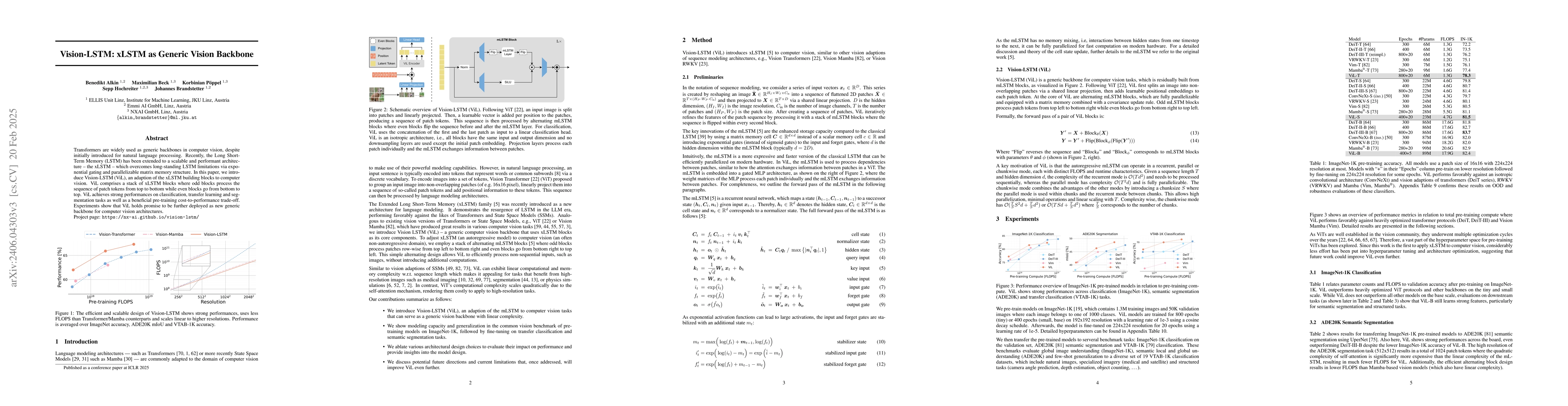 Thumbnail for Vision-LSTM: xLSTM as Generic Vision Backbone