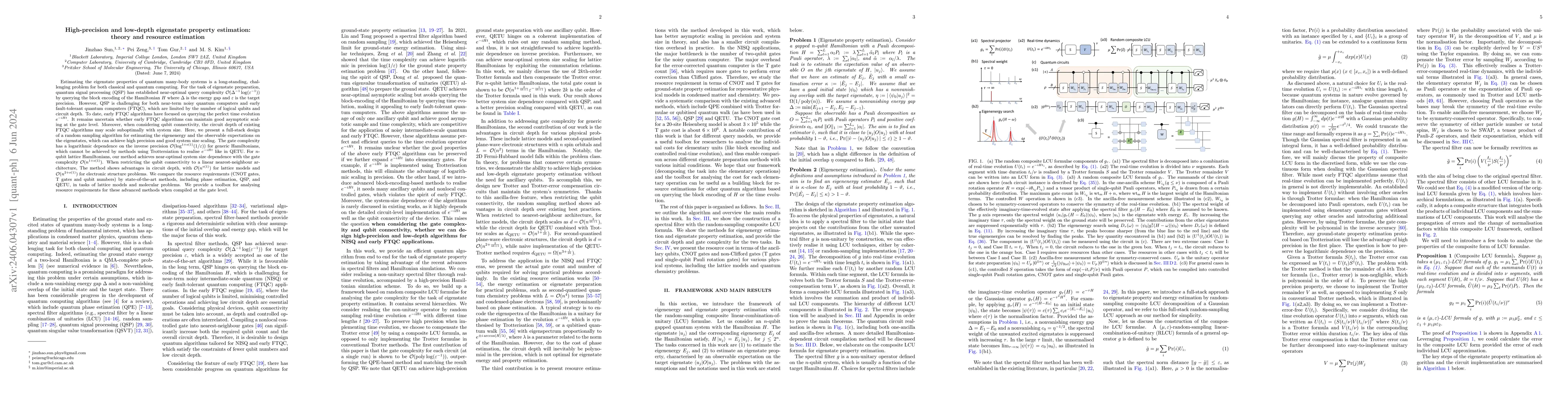 Thumbnail for High-precision and low-depth eigenstate property estimation: theory and
  resource estimation