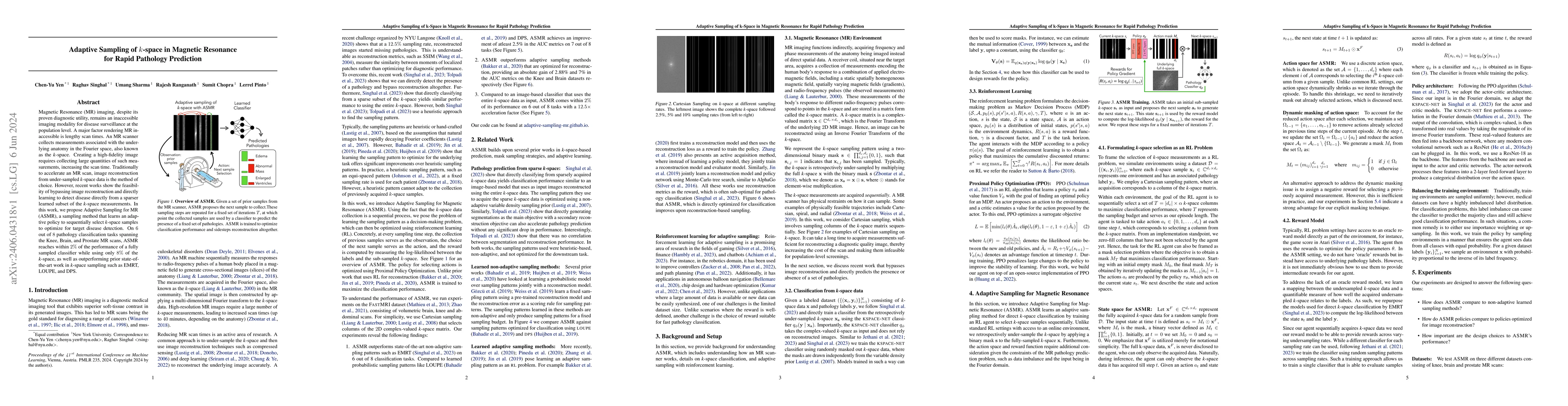 Thumbnail for Adaptive Sampling of k-Space in Magnetic Resonance for Rapid Pathology
  Prediction