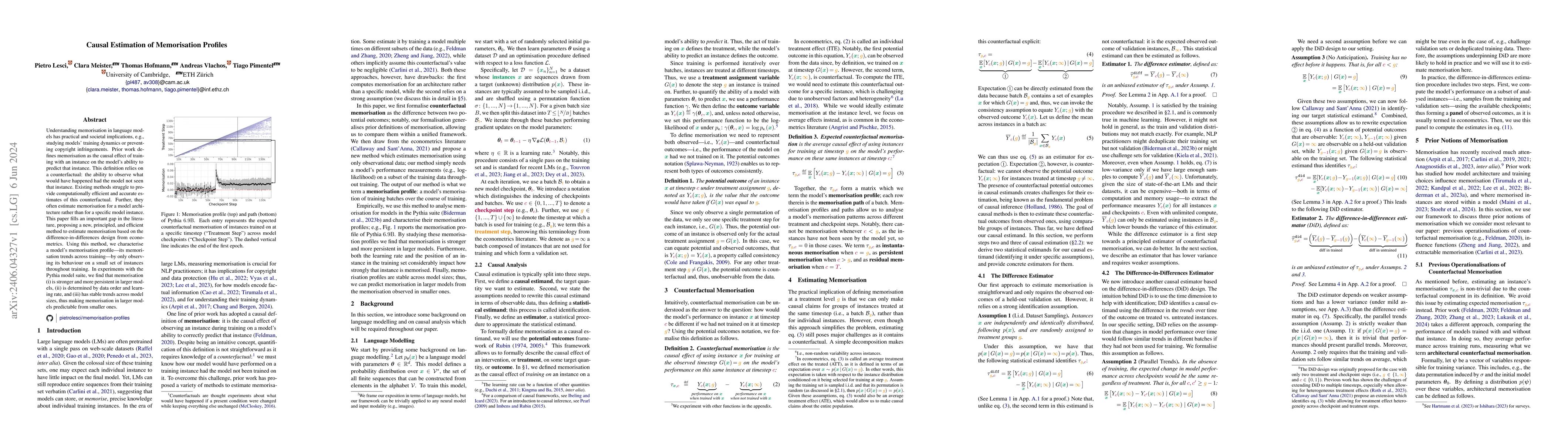 Thumbnail for Causal Estimation of Memorisation Profiles